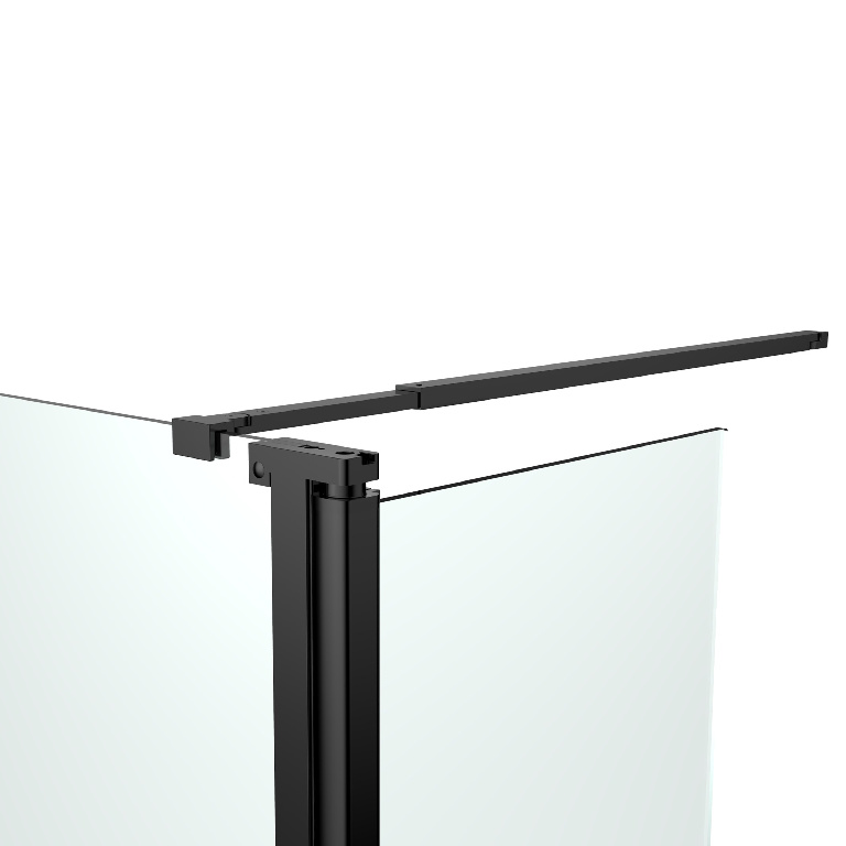 Paravan dus walk-in GoodHome Ledava, 80+45 x 195 cm, profil aluminiu, sticla securizata 8mm, negru