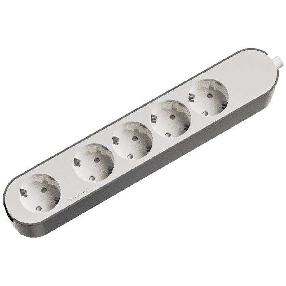 Prelungitor JACOBSEN, 4 prize Schuko, cu intrerupator, fara cablu, alb/gri