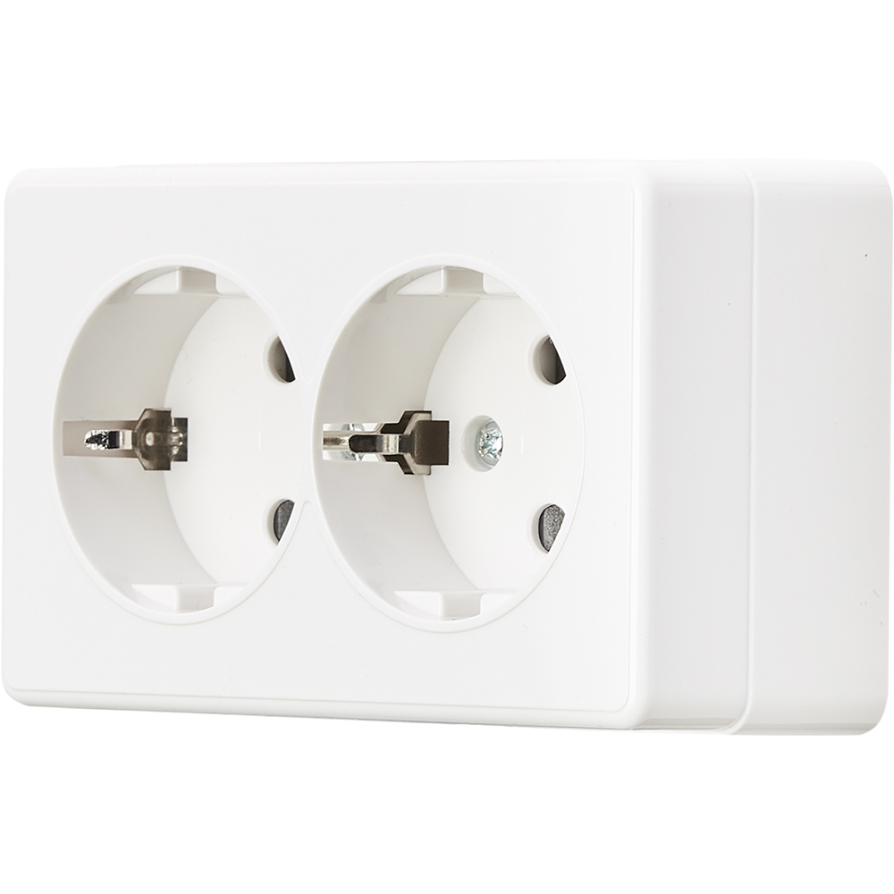 Priza dubla aplicata Schuko OPP1, 250V, 16A, alb