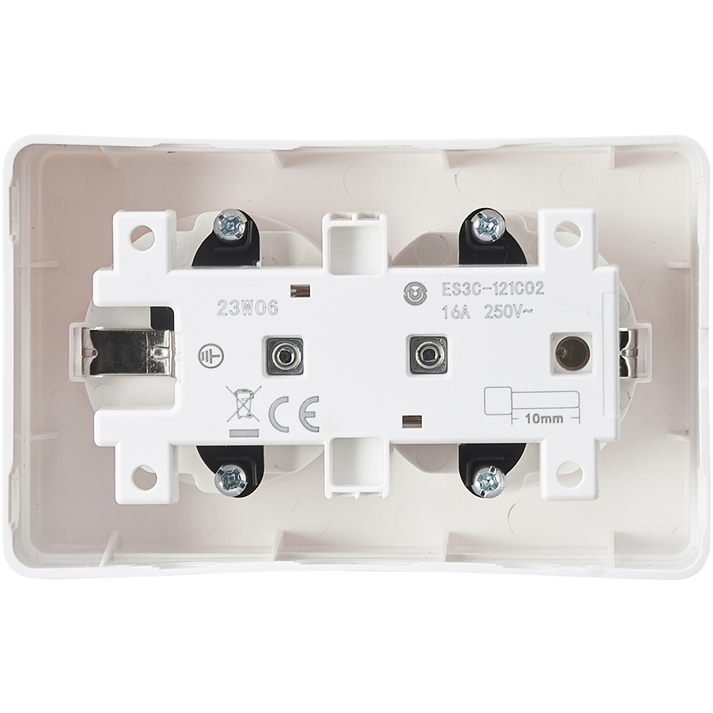 Priza dubla aplicata Schuko OPP1, 250V, 16A, alb