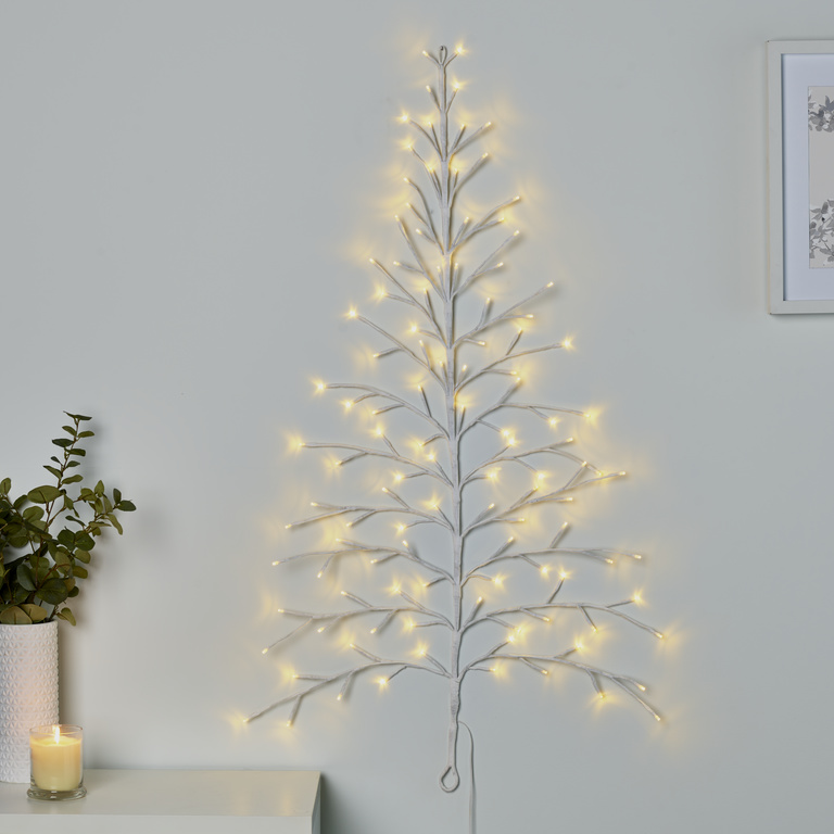 Decoratiune brad UOEB2308, 120cm, 112 leduri, alb
