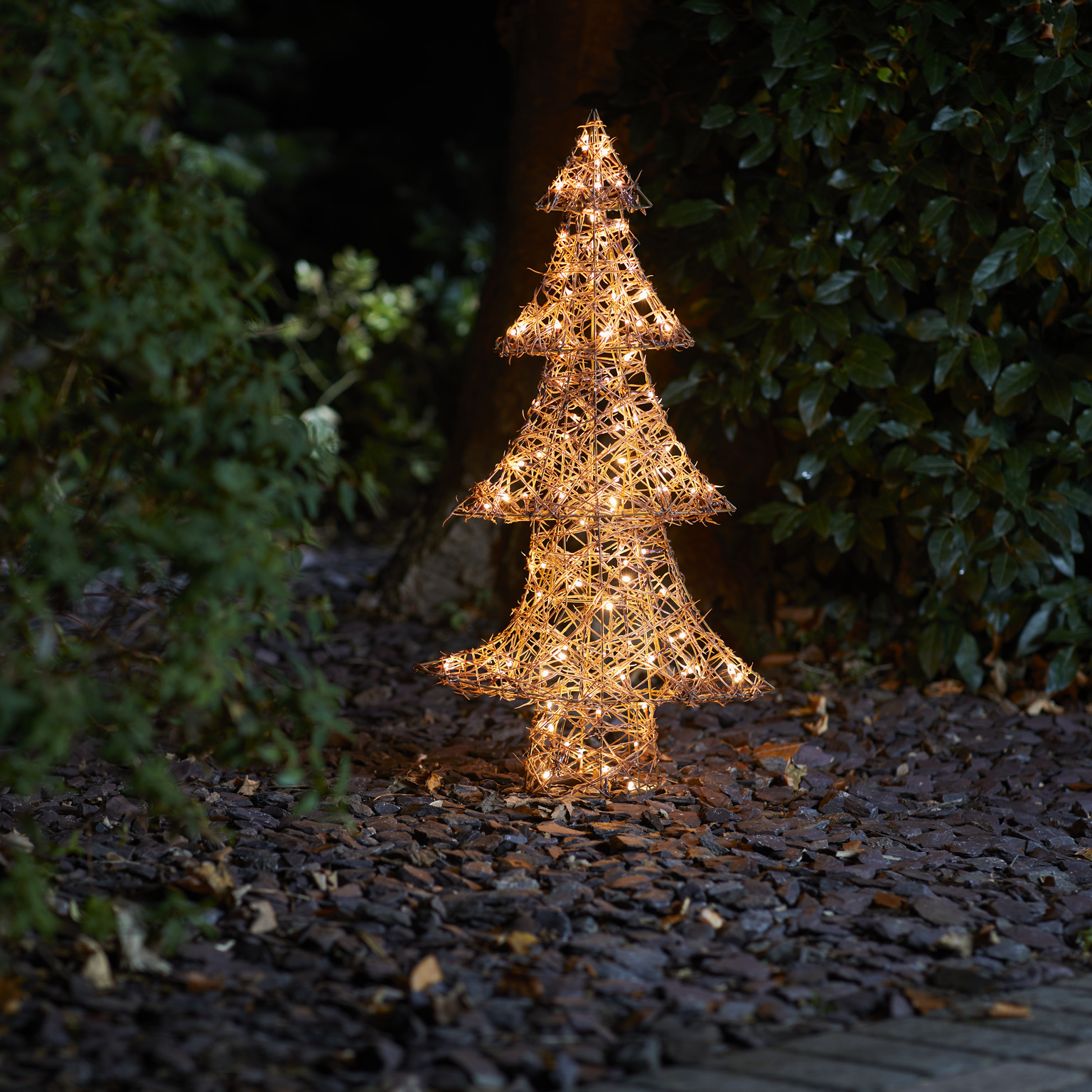 Decoratiune luminoasa Bradut, 100 led-uri, 79 cm, iluminare alb cald