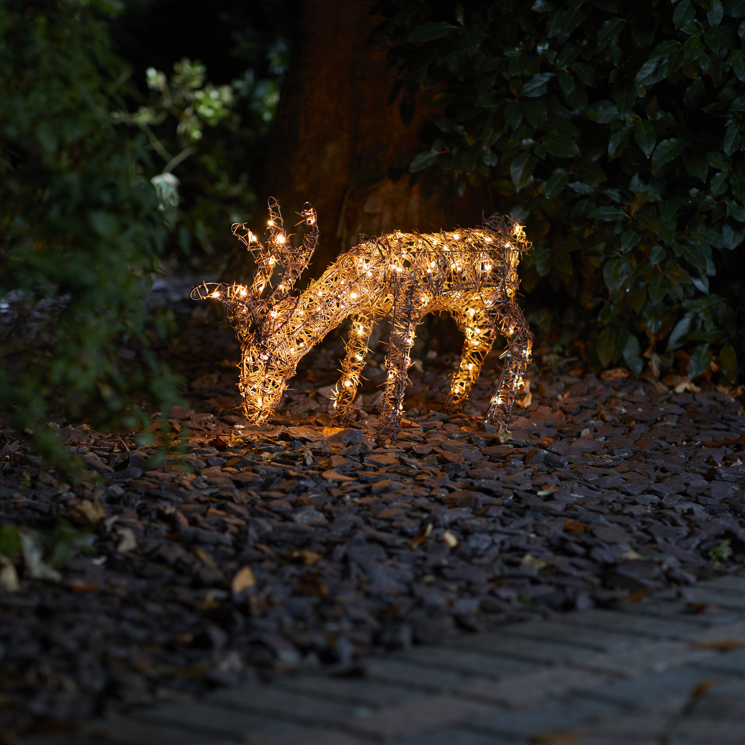 Figurina luminoasa Ren, 80 led-uri, 66 x 41 cm, iluminare alb cald