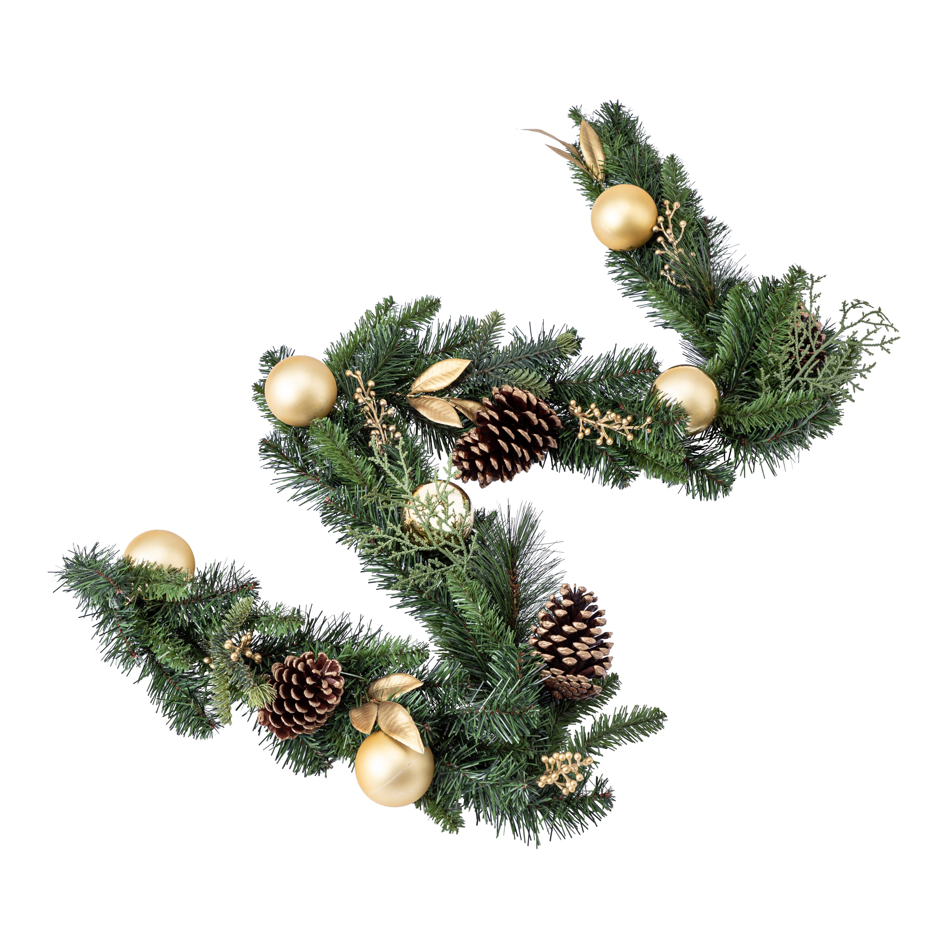 Ghirlanda artificiala, 183 cm, verde - auriu