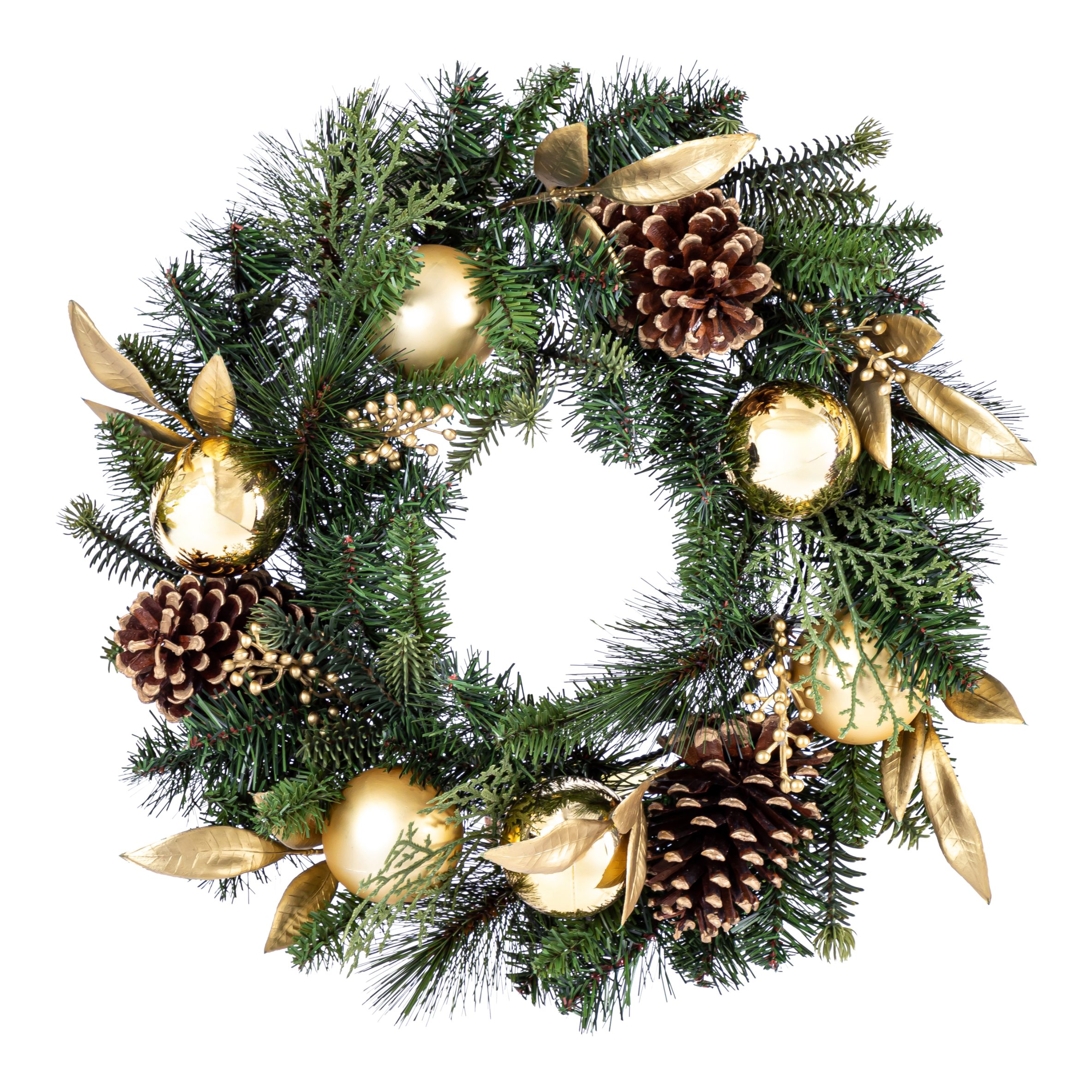 Coronita decorativa UOPT2305, 50 cm, verde-auriu