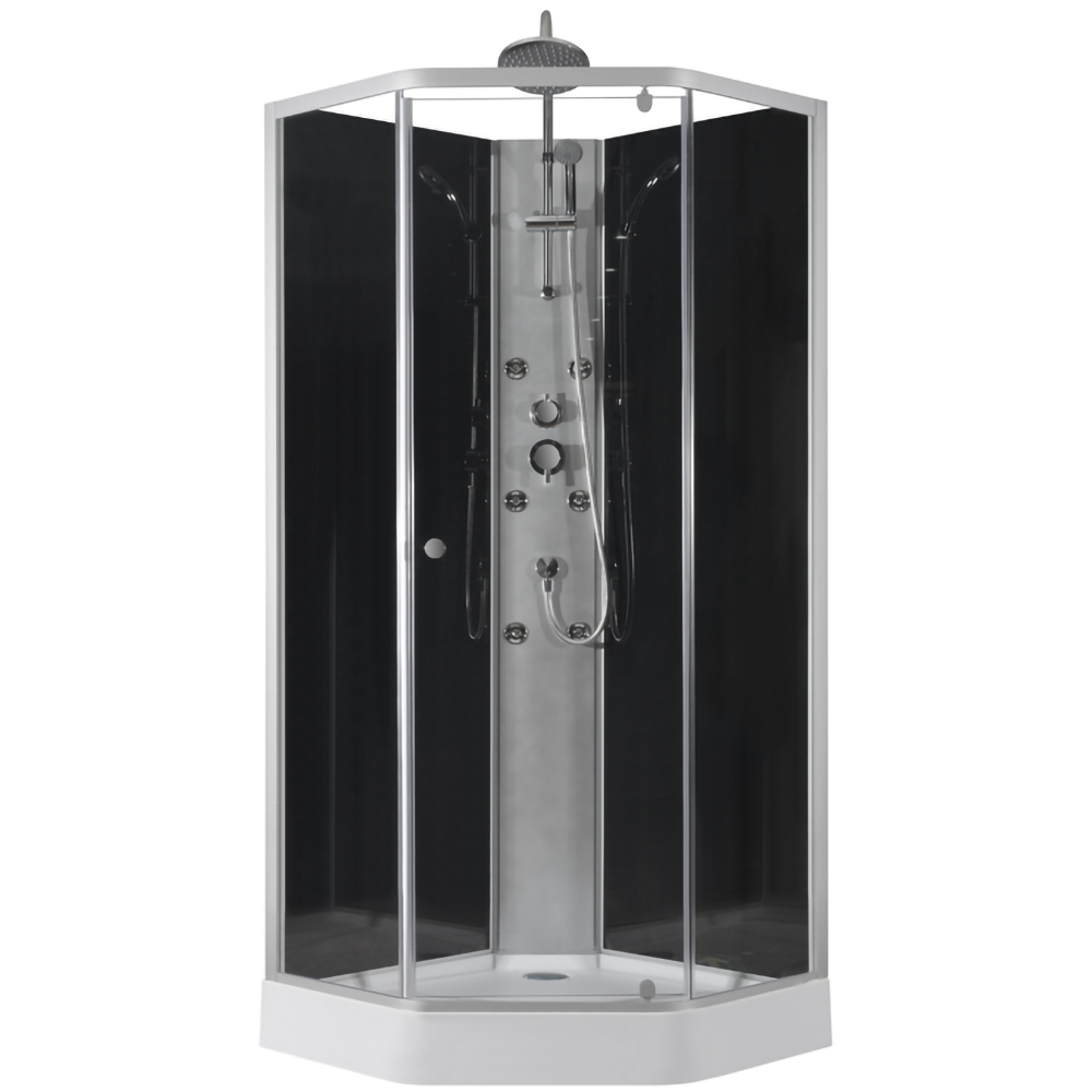 Cabina dus hidromasaj 2300BIS, pentagonala, profil aluminiu, sticla securizata, 85 x 85 x 225 cm, crom
