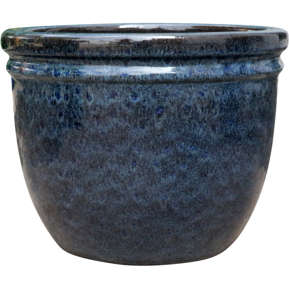 Ghiveci flori VERVE Blue Marble, D 36 cm, albastru inchis