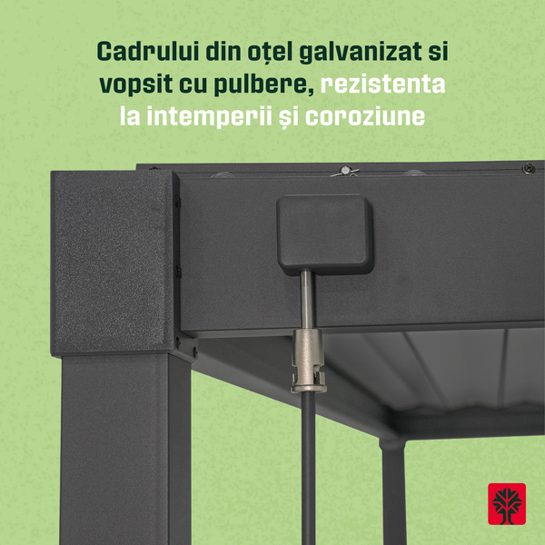 Pergola gradina KLIKSTROM Tehuano, otel, 300 x 300 x 240 cm, gri antracit