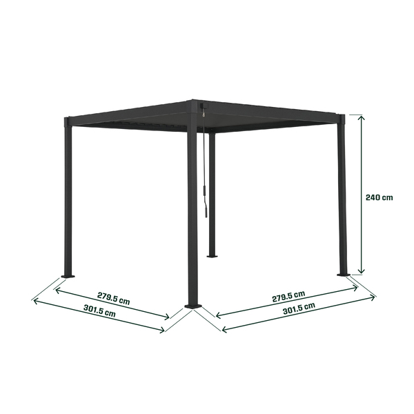 Pergola gradina KLIKSTROM Tehuano, otel, 300 x 300 x 240 cm, gri antracit