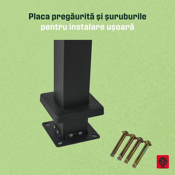 Pergola gradina KLIKSTROM Tehuano, otel, 300 x 300 x 240 cm, gri antracit