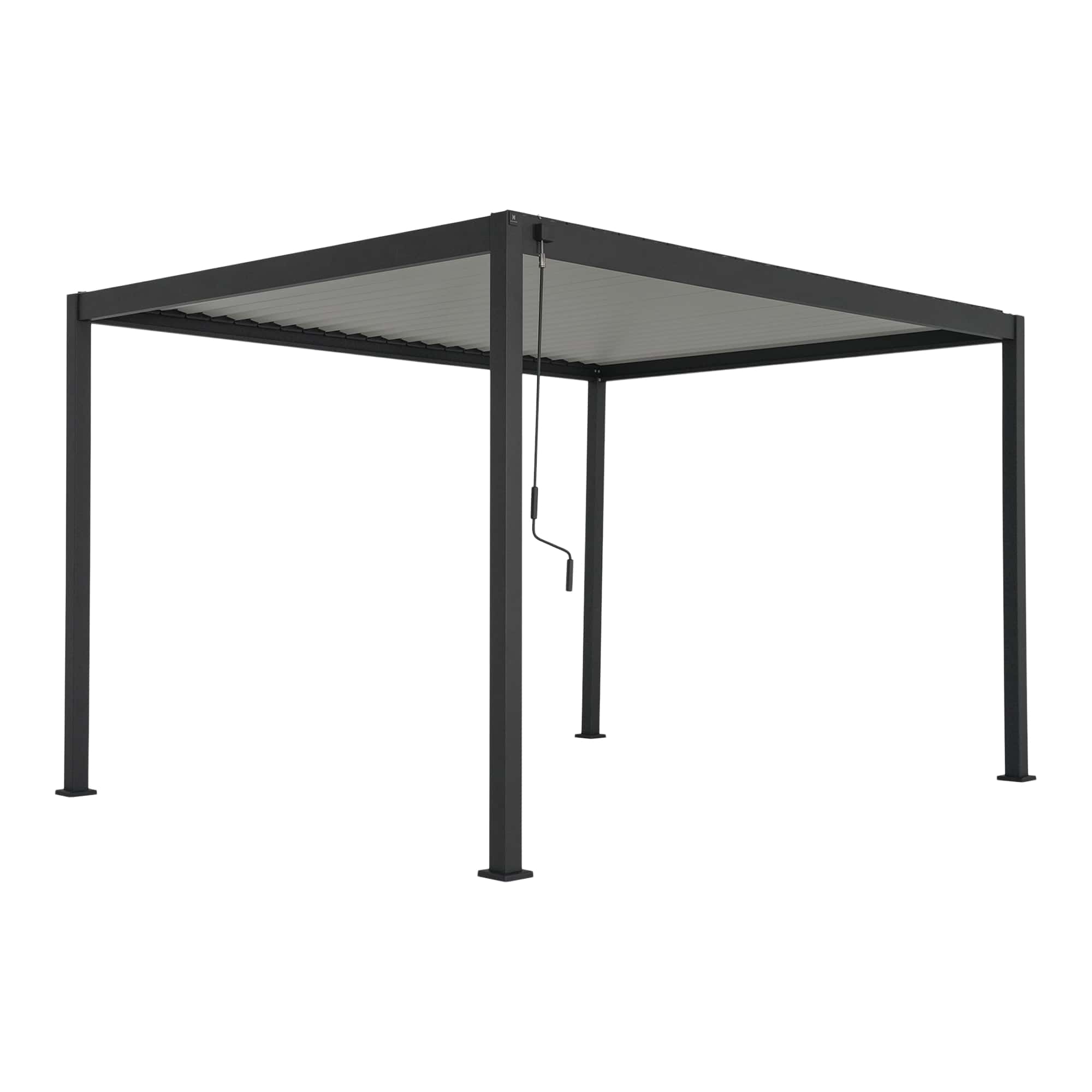 Pergola bioclimatica Samiel, 400 x 300 x 230 cm, aluminiu, gri, lamele albe