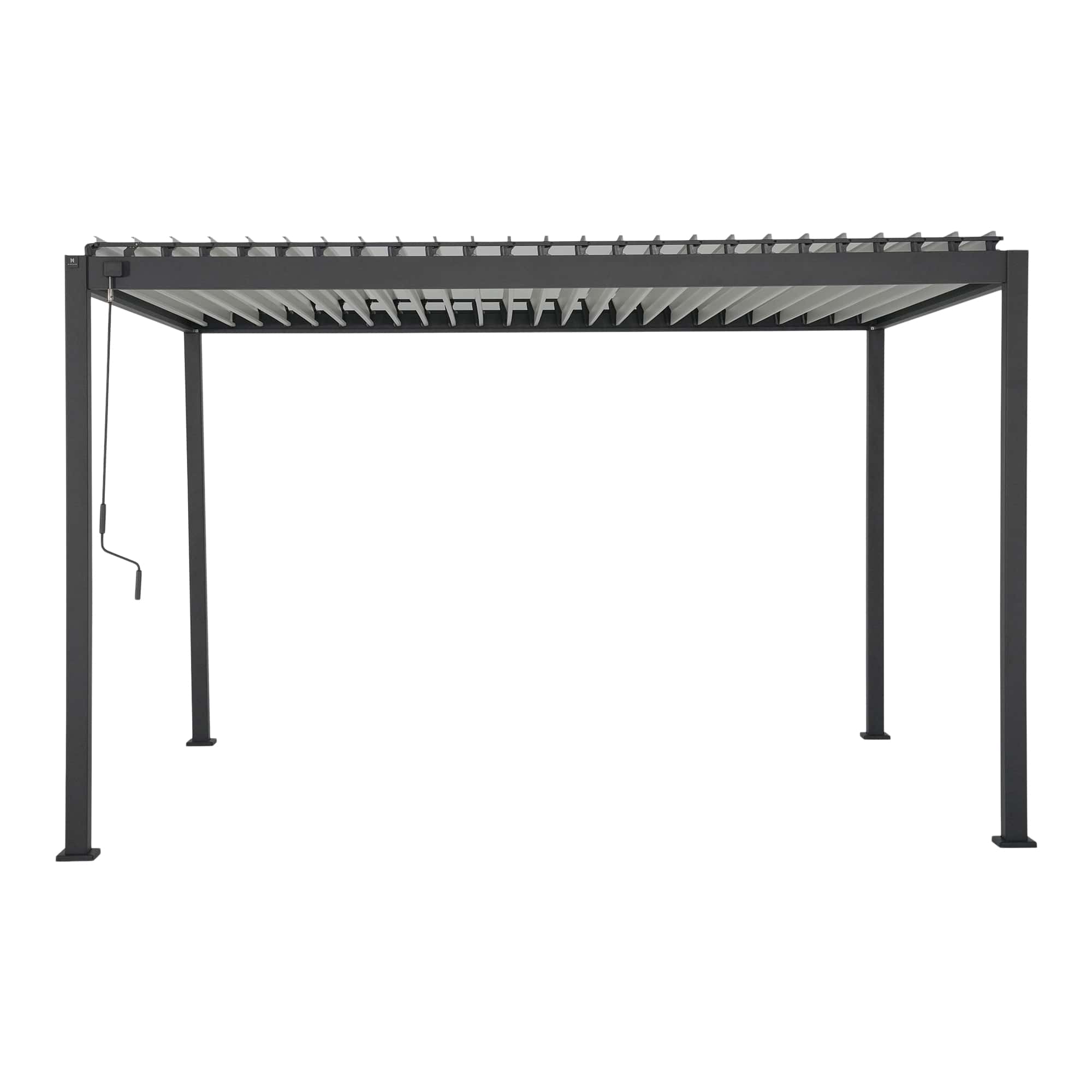 Pergola bioclimatica Samiel, 400 x 300 x 230 cm, aluminiu, gri, lamele albe