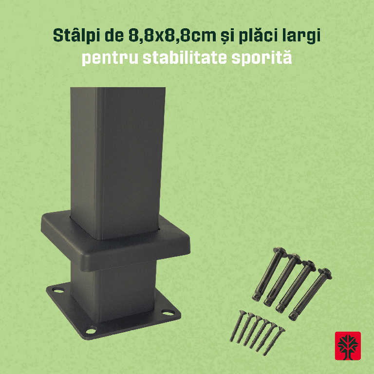 Pergola bioclimatica Samiel, 400 x 300 x 230 cm, aluminiu, gri, lamele albe