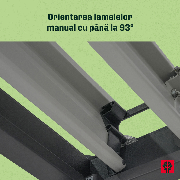 Pergola bioclimatica Samiel, 400 x 300 x 230 cm, aluminiu, gri, lamele albe