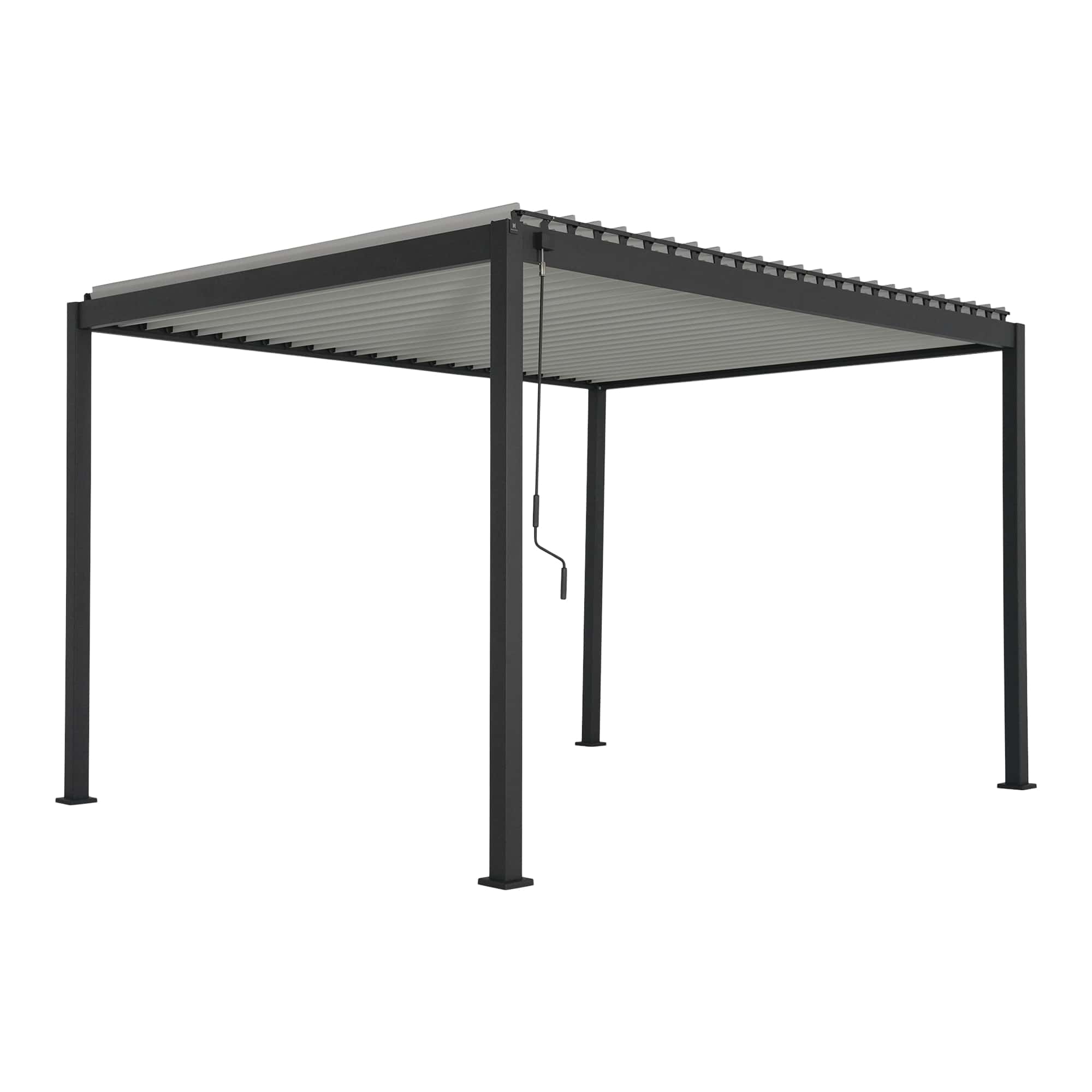Pergola bioclimatica Samiel, 400 x 300 x 230 cm, aluminiu, gri, lamele albe