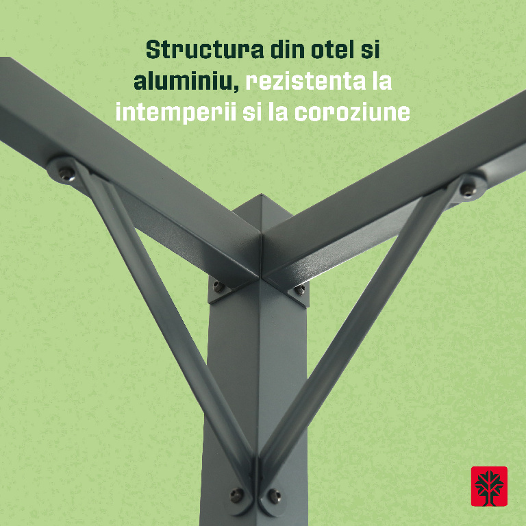 Pergola gradina KLIKSTROM Alize, otel, 300 x 300 x 232.5 cm, gri