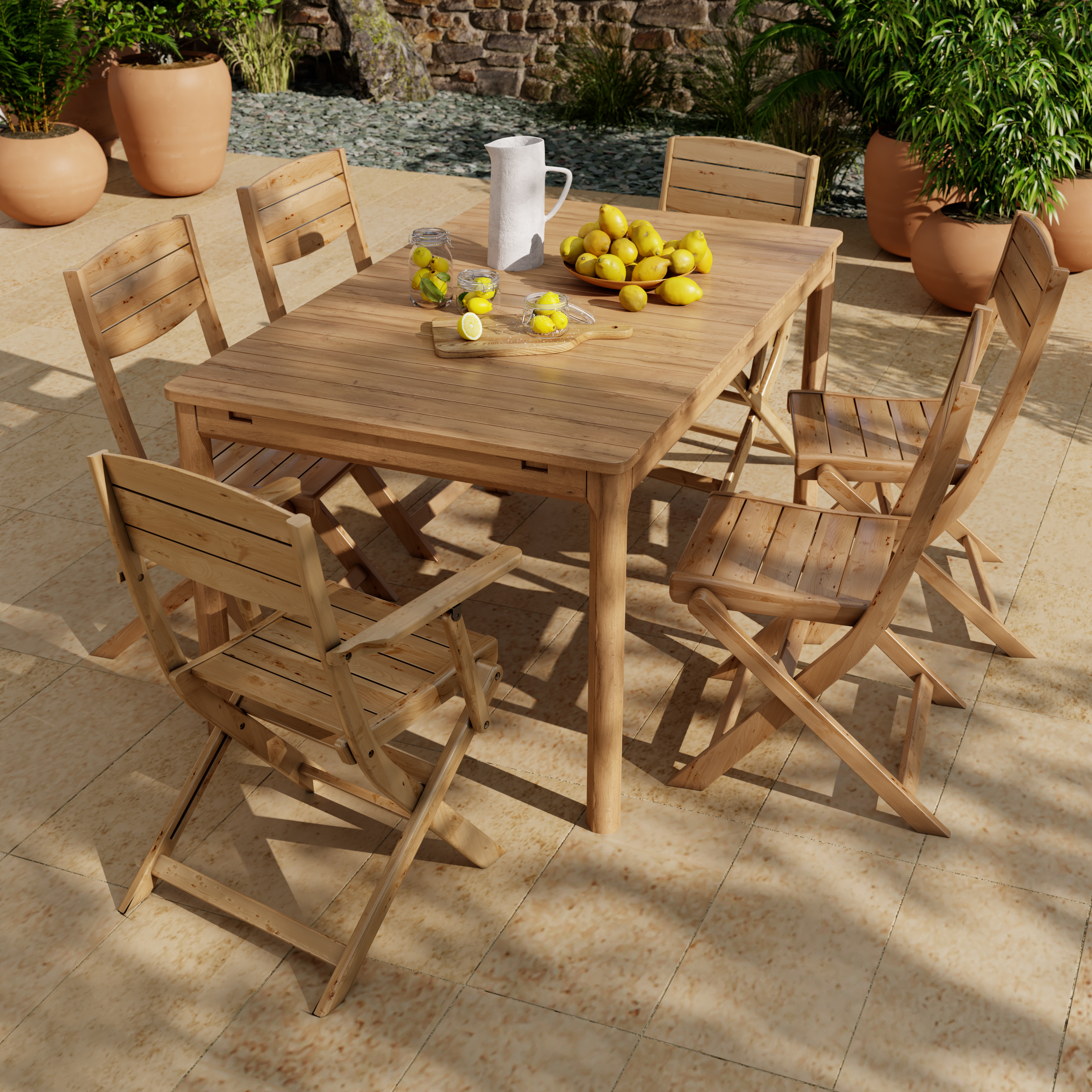 Masa extensibila pentru gradina Riveo, 150-200 cm x 90 x 75 cm, lemn de salcam, maro