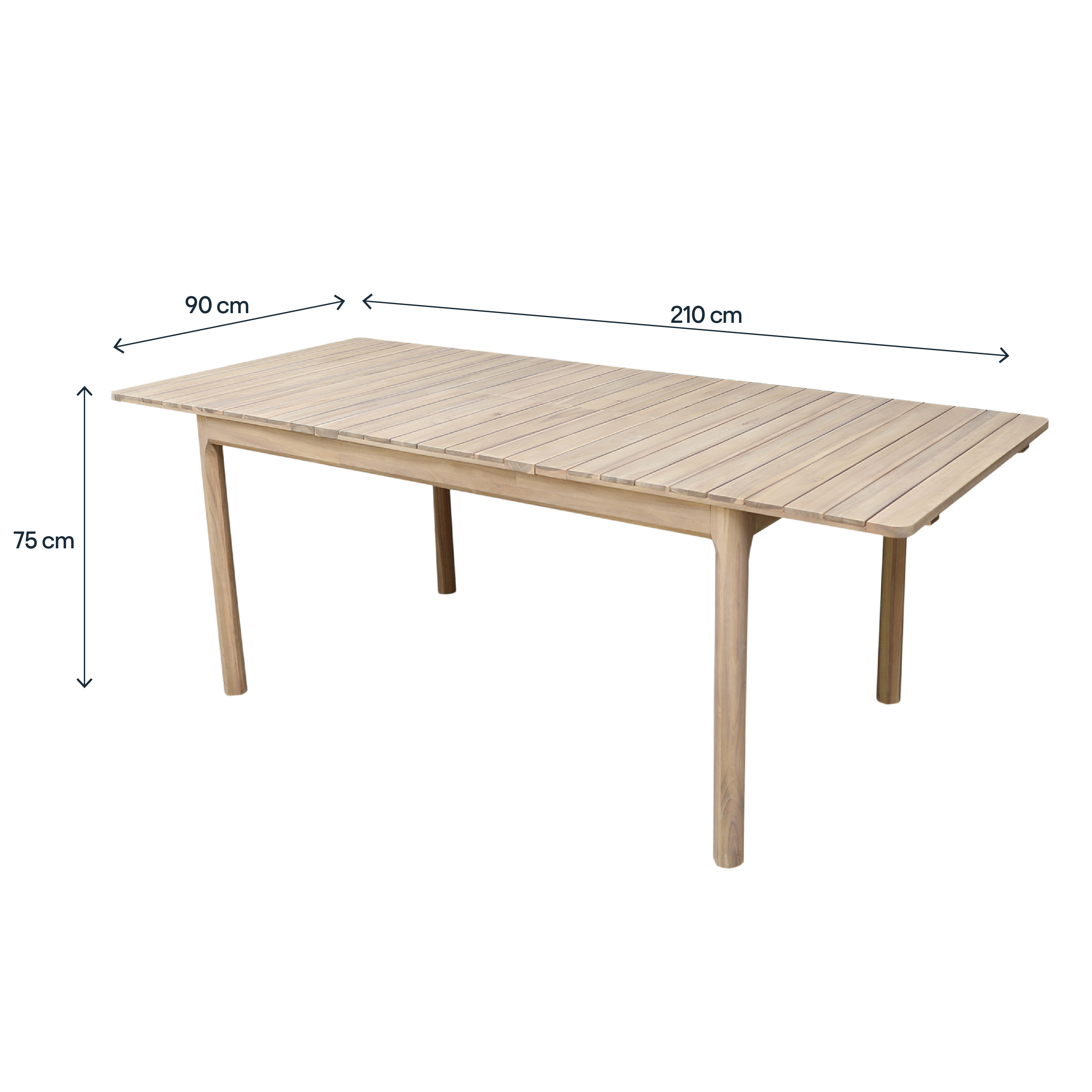 Masa extensibila pentru gradina Riveo, 150-200 cm x 90 x 75 cm, lemn de salcam, maro