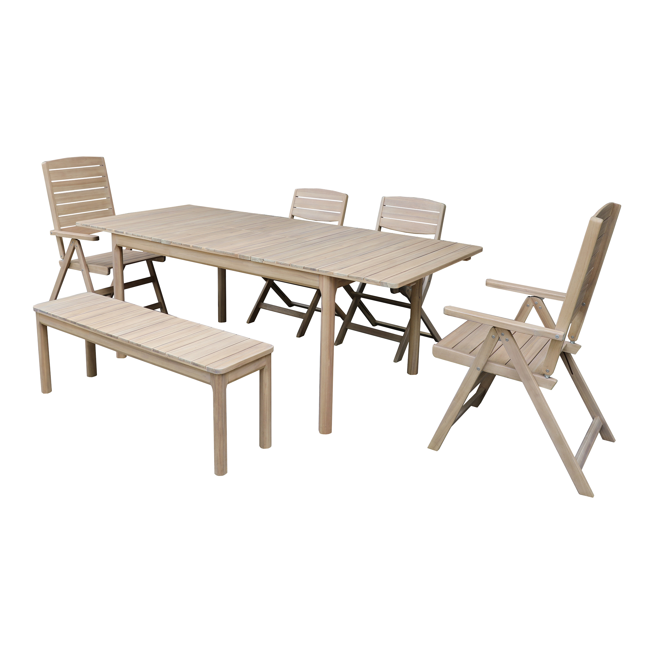 Masa extensibila pentru gradina Riveo, 150-200 cm x 90 x 75 cm, lemn de salcam, maro