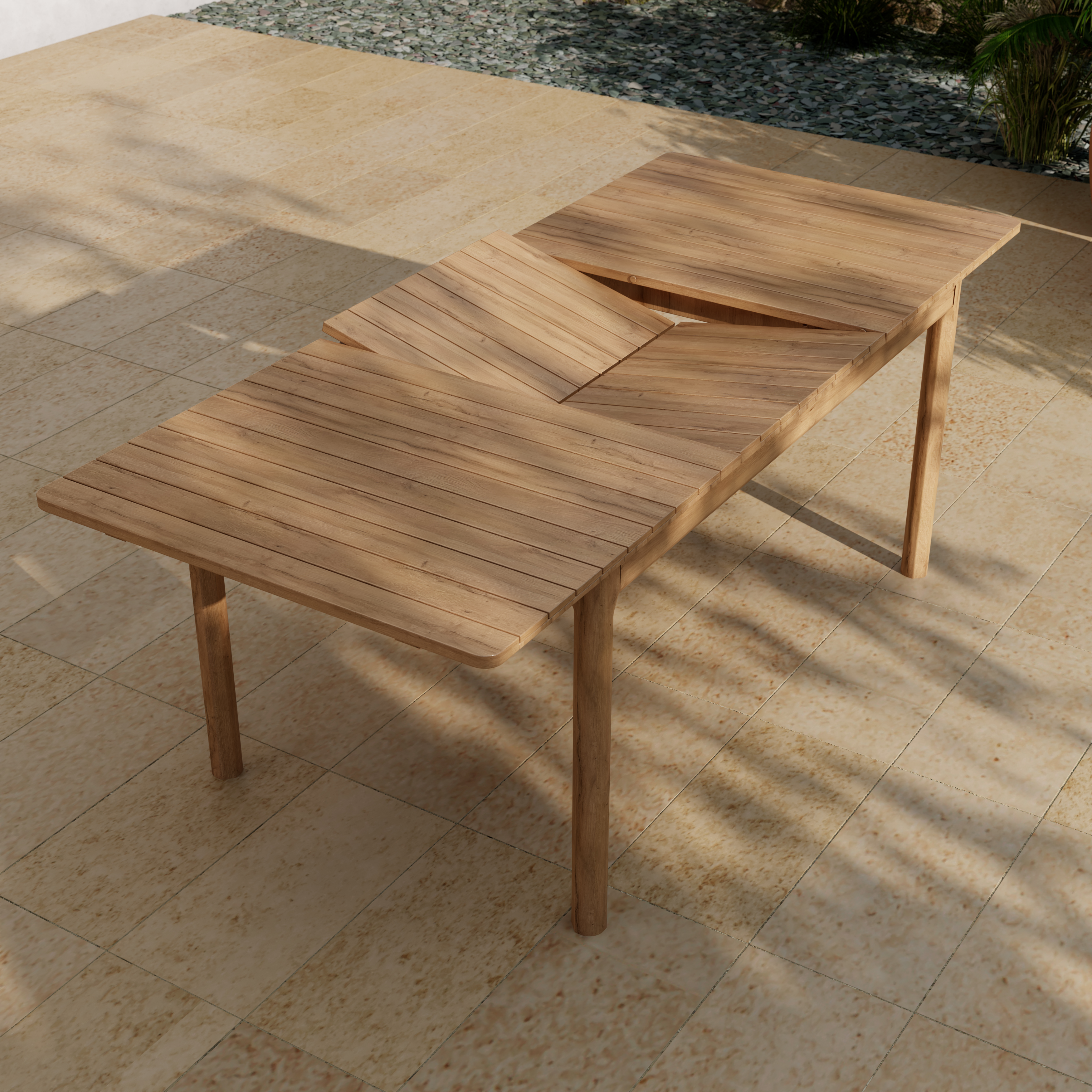 Masa extensibila pentru gradina Riveo, 150-200 cm x 90 x 75 cm, lemn de salcam, maro
