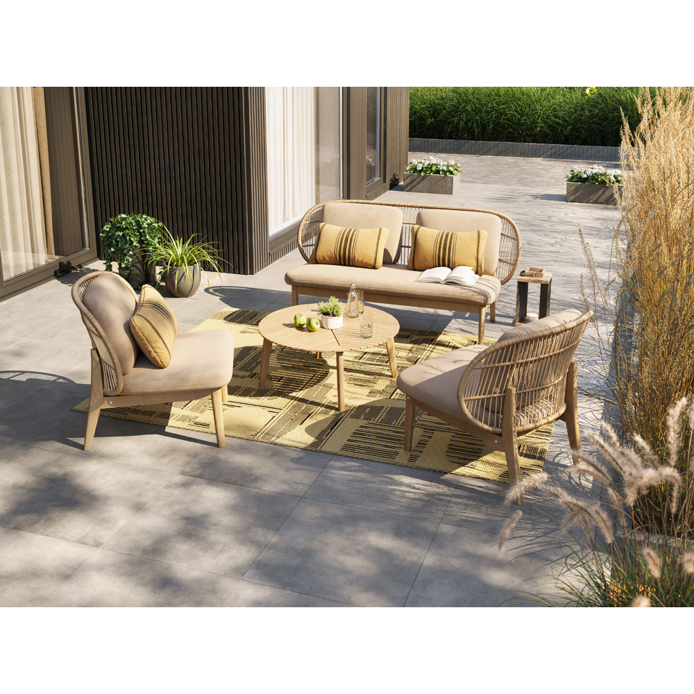 Set mobilier gradina GOODHOME Hania, 4 piese, crem