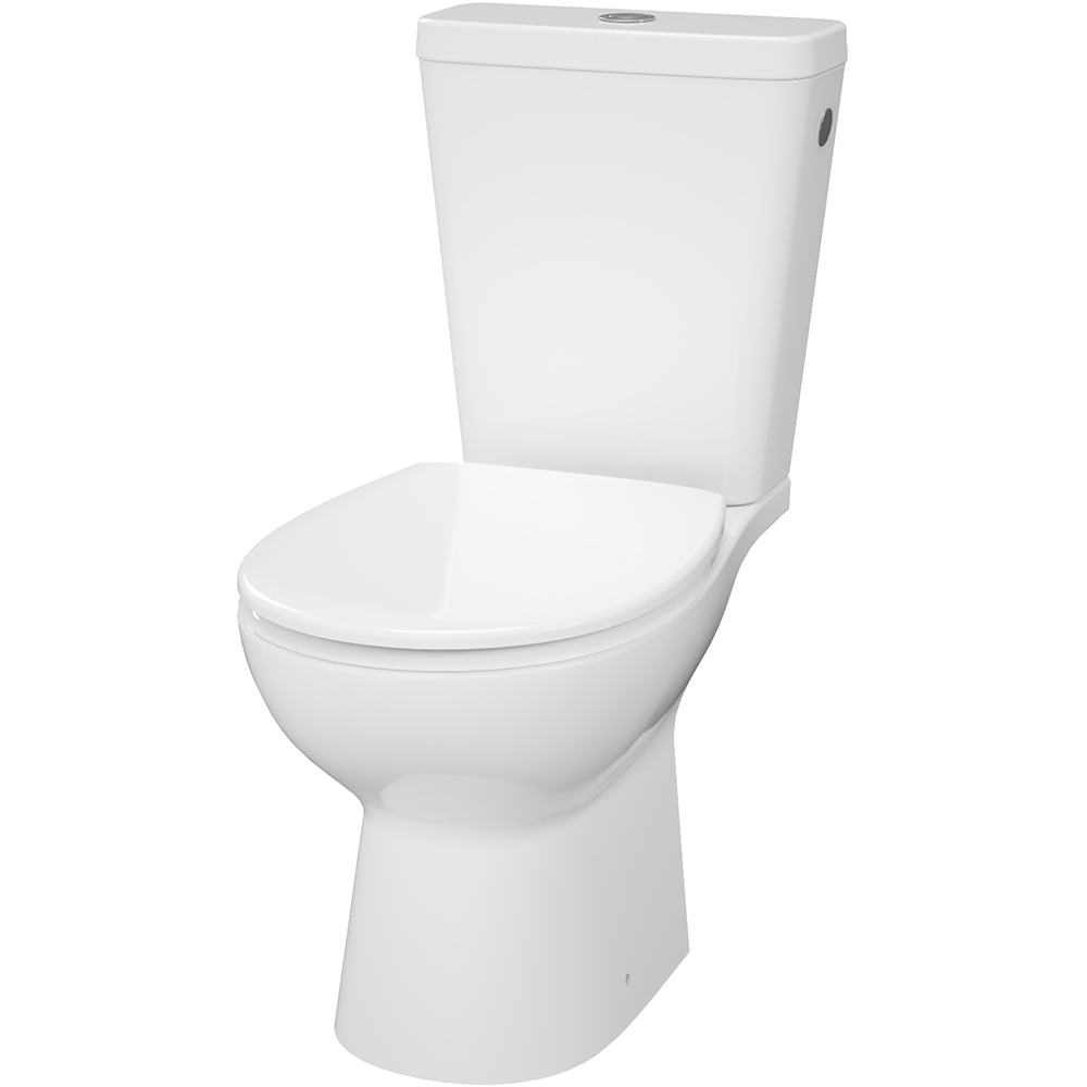 Set vas WC si rezervor GOODHOME Tasi, ceramica, evacuare orizontala, capac SoftClose, alb