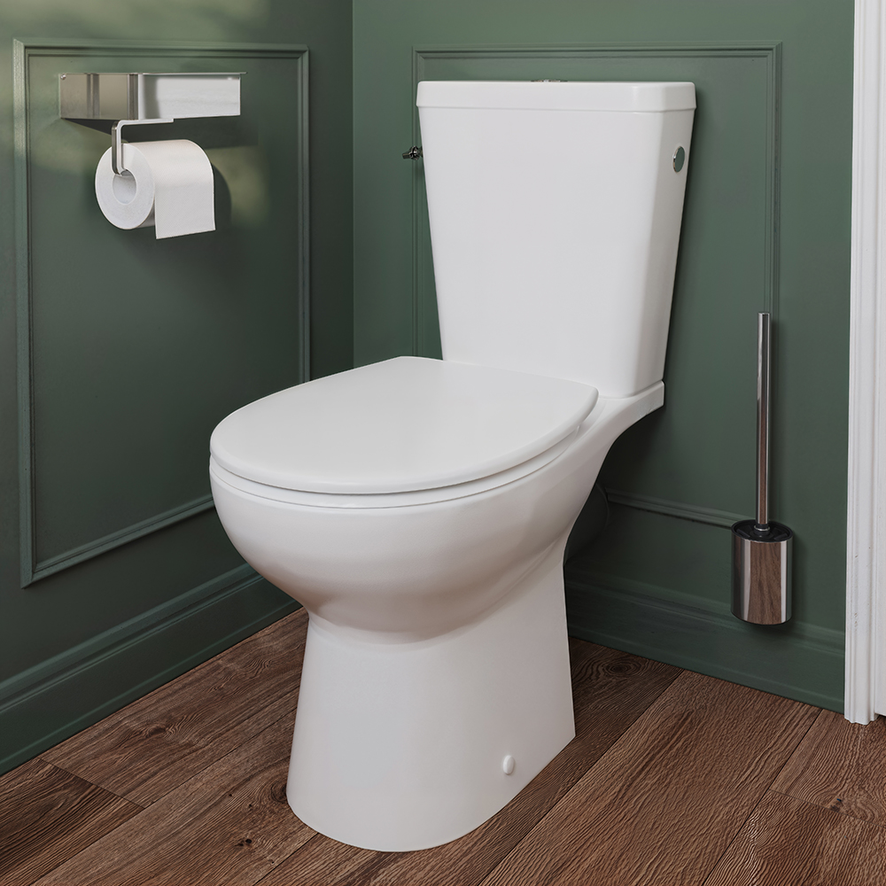 Set vas WC si rezervor GOODHOME Tasi, ceramica, evacuare orizontala, capac SoftClose, alb