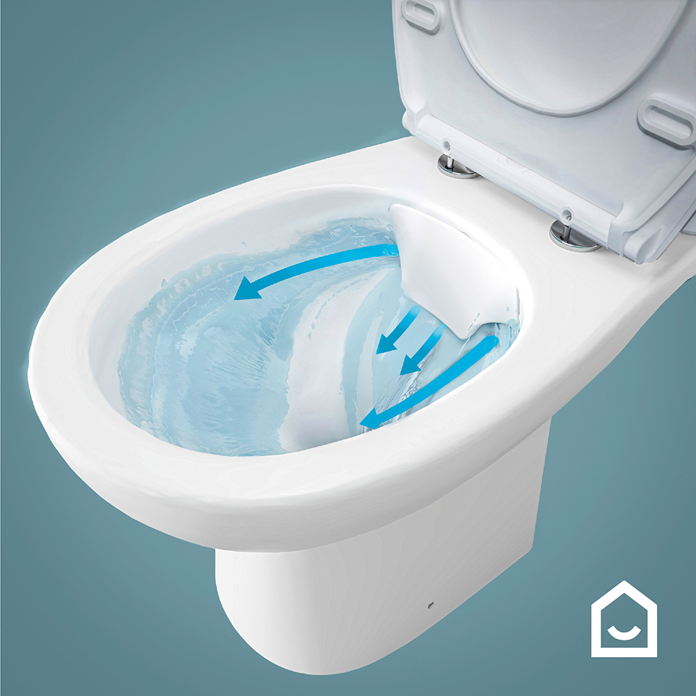 Set vas WC GOODHOME Tasi, ceramica, evacuare verticala, rezervor 3-4.5 l, capac SoftClose, alb