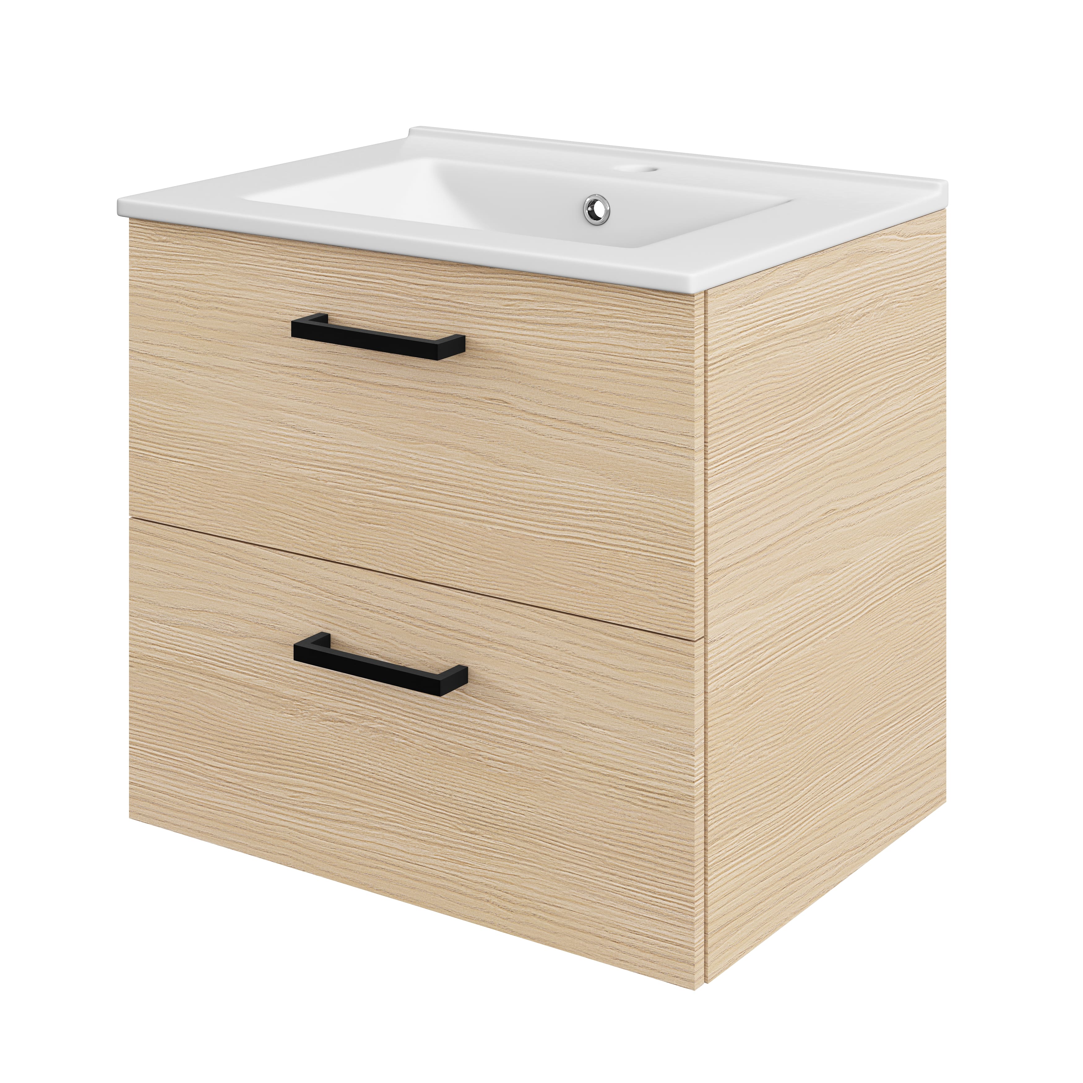 Baza pentru lavoar Pyxis, suspendata, decor stejar, 60 cm