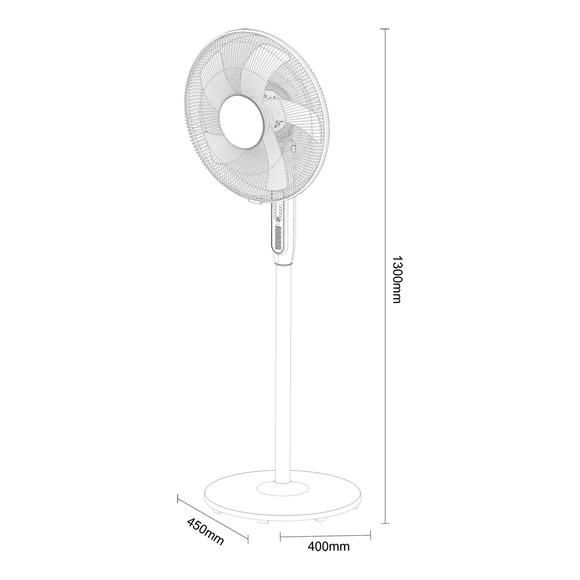 Ventilator cu picior, 3 trepte viteza, D 40 cm, 45W, alb