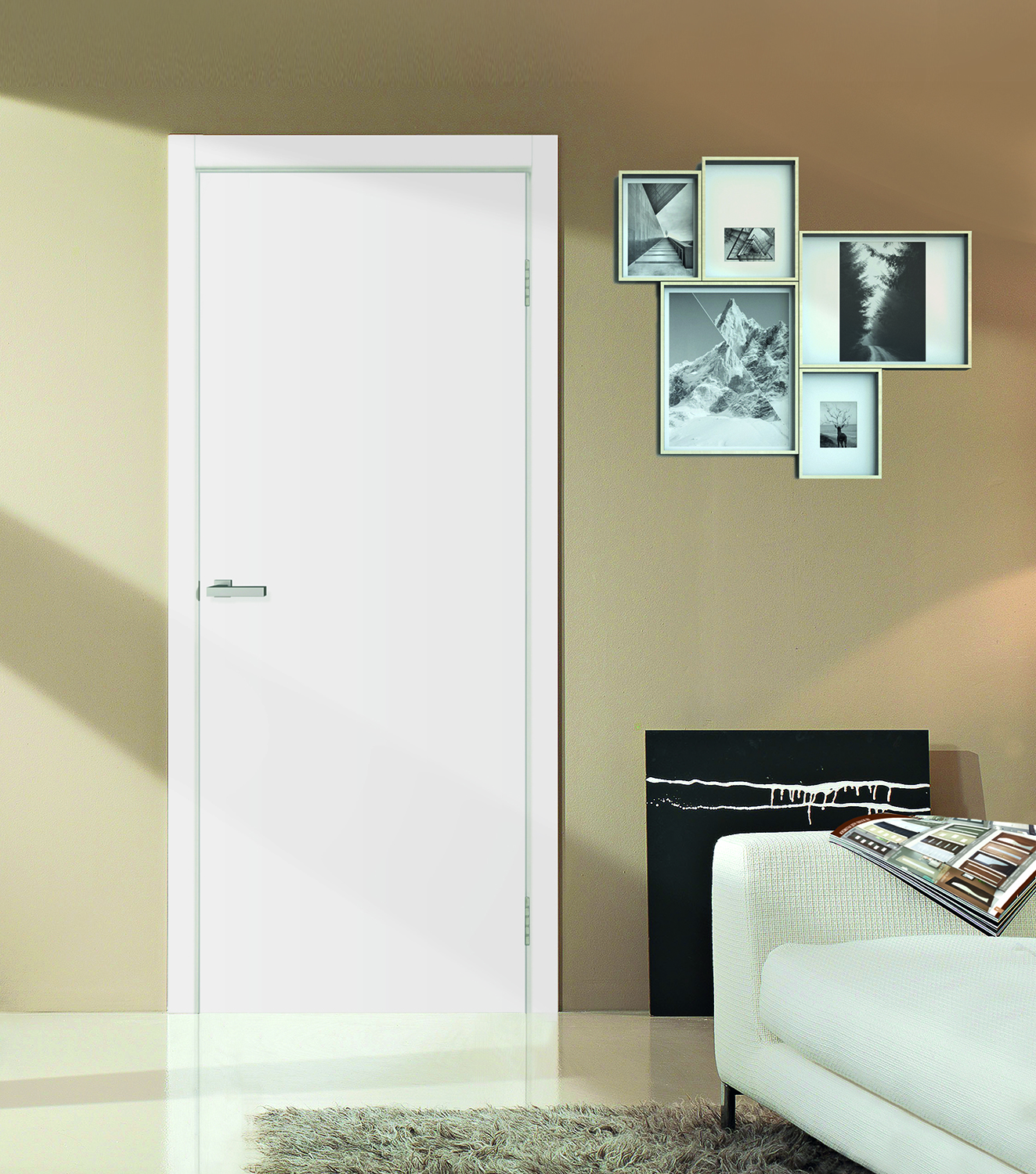 Usa interior Eco, fara geam, reversibila, MDF, 90 x 205 cm, alb