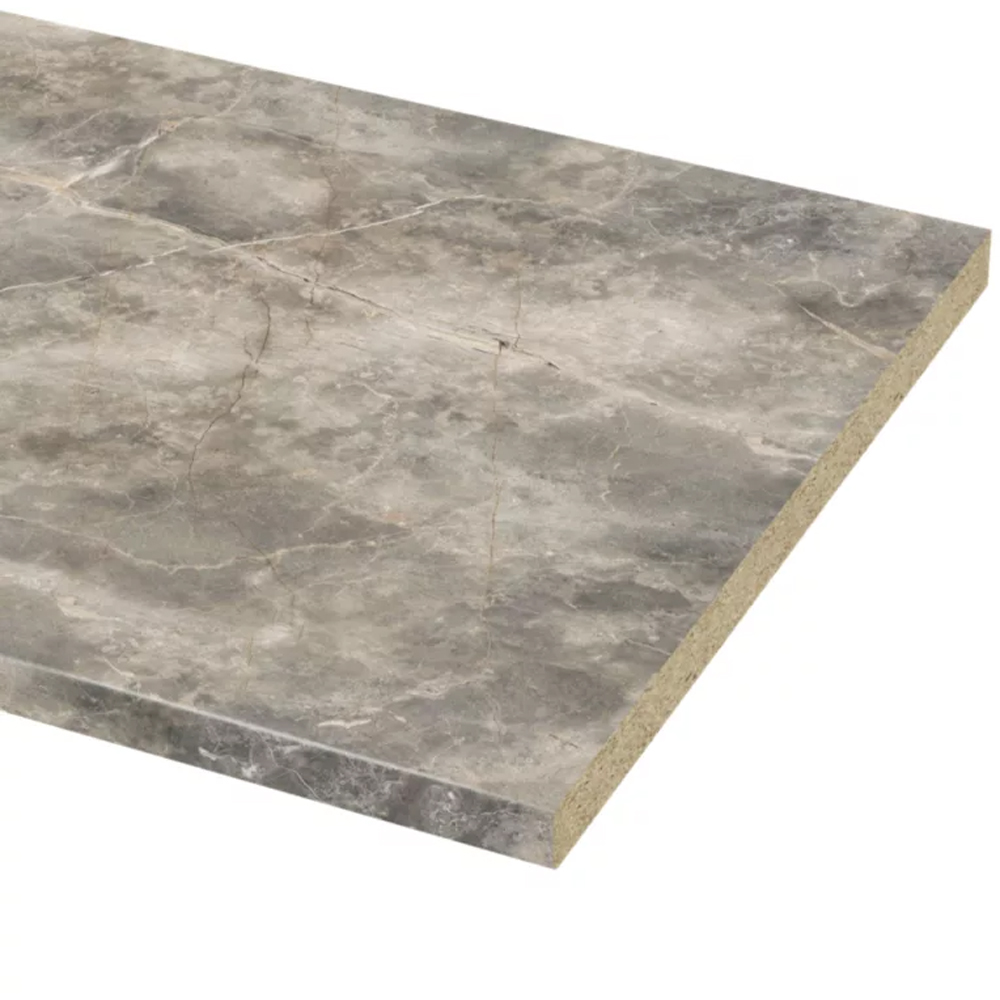 Blat bucatarie GOODHOME Berberis, PAL, 300 x 62 x 3.8 cm, gri marmura