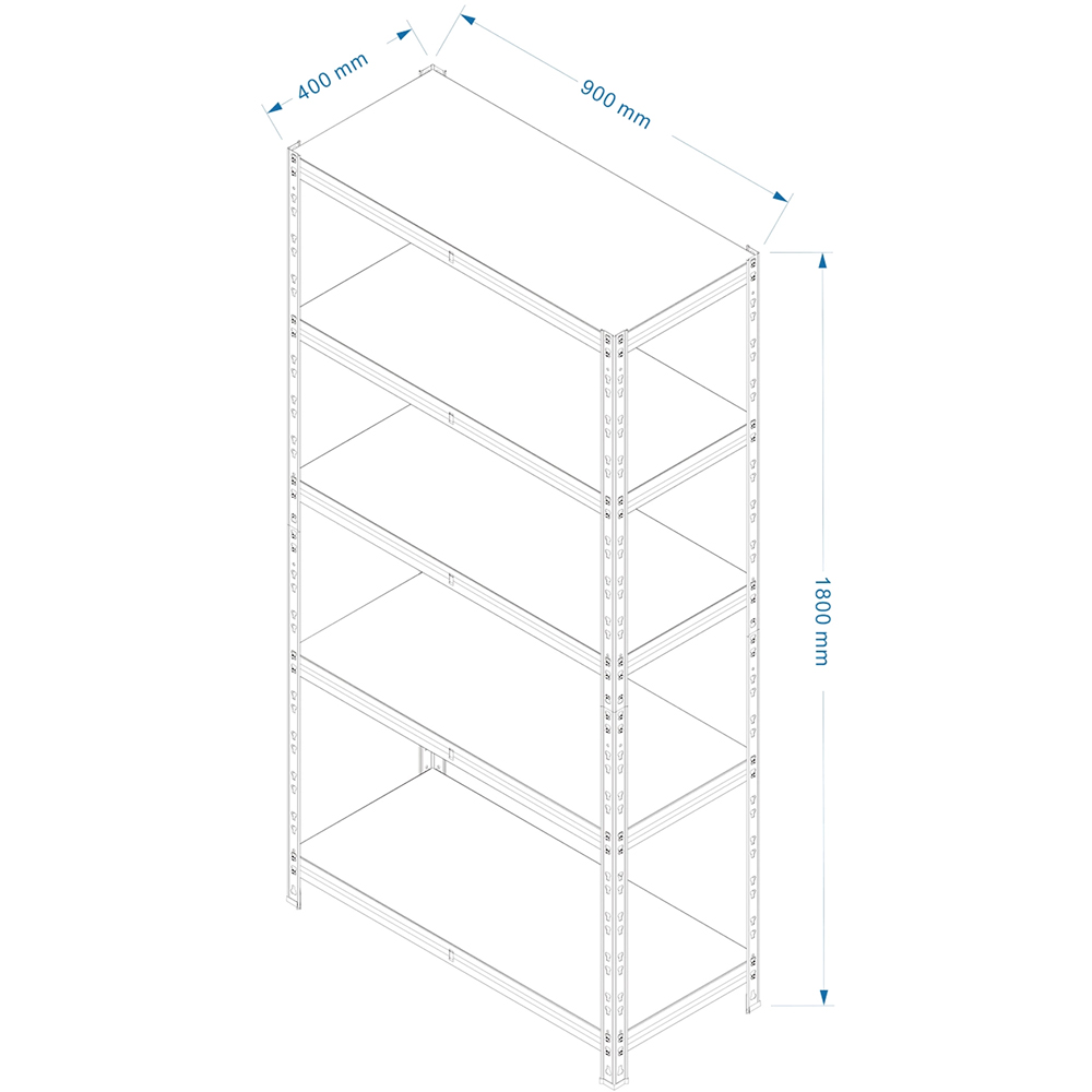 Raft atelier SITE, metal, 90 x 40 x 180 cm, 175 kg/polita, argintiu