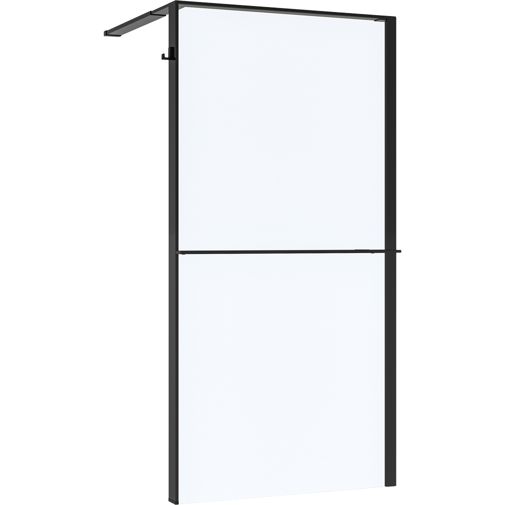 Paravan dus walk-in GOODHOME Evanna, aluminiu, 120 x 195 cm, sticla securizata transparenta, profil negru