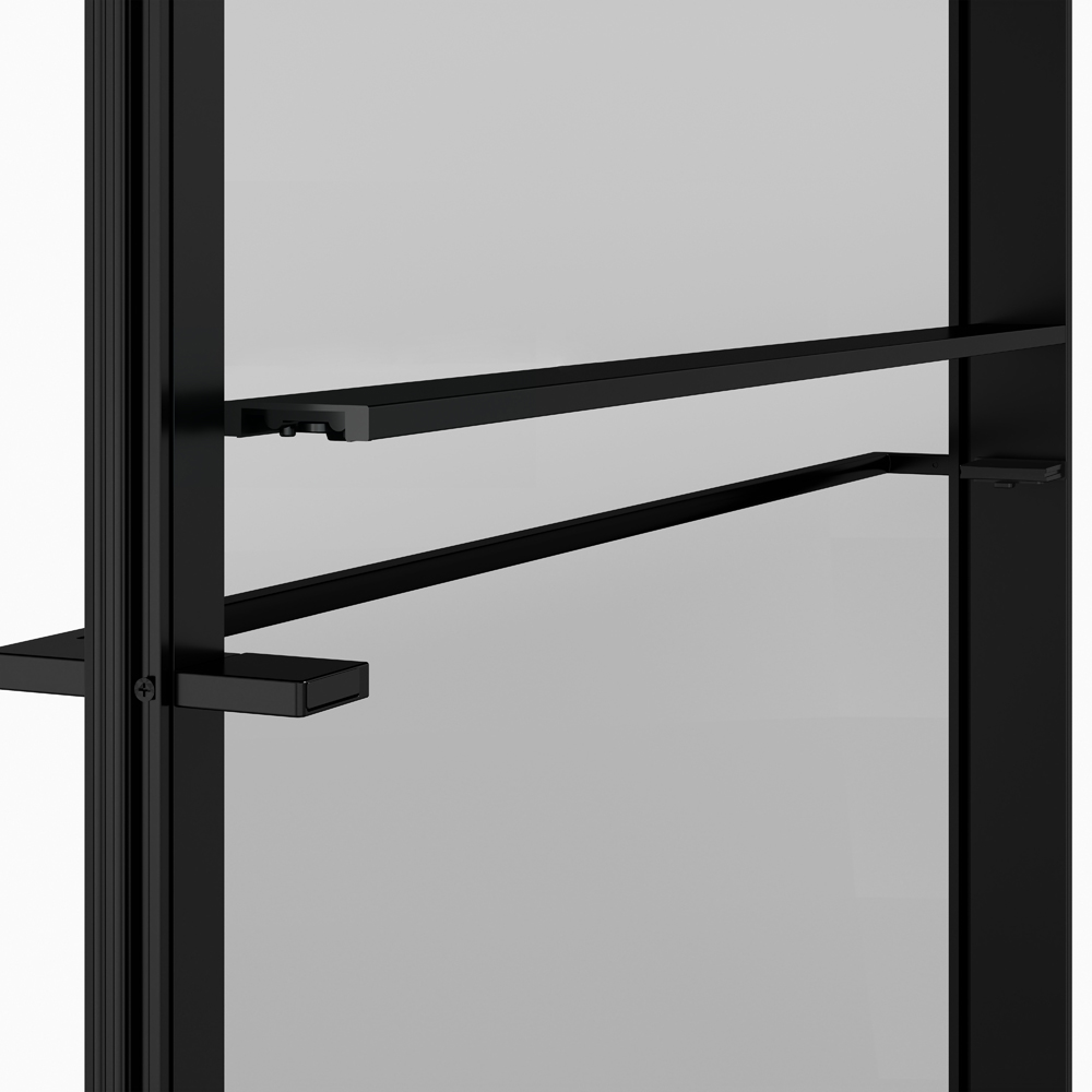 Paravan dus walk-in GOODHOME Evanna, aluminiu, 120 x 195 cm, sticla securizata transparenta, profil negru