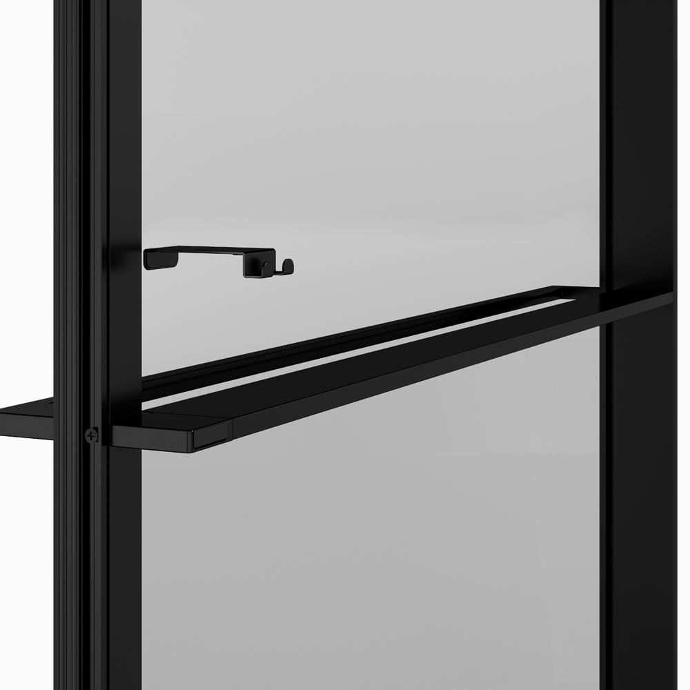 Paravan dus walk-in GOODHOME Evanna, aluminiu, 120 x 195 cm, sticla securizata transparenta, profil negru