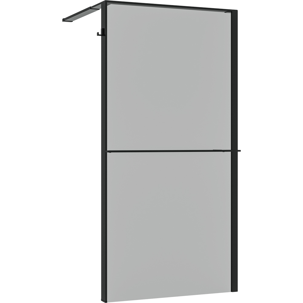 Paravan dus walk-in GOODHOME Evanna, aluminiu, 120 x 195 cm, sticla securizata fumurie, profil negru