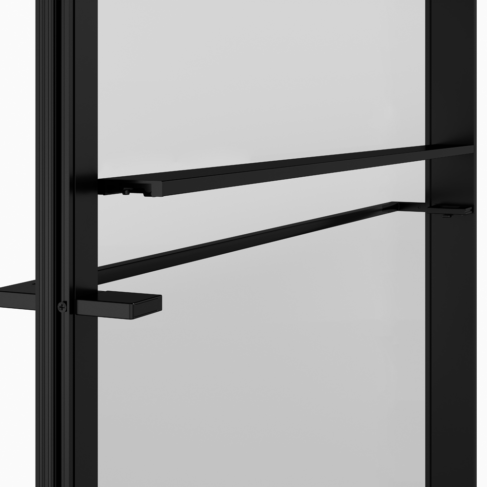 Paravan dus walk-in GOODHOME Evanna, aluminiu, 120 x 195 cm, sticla securizata fumurie, profil negru