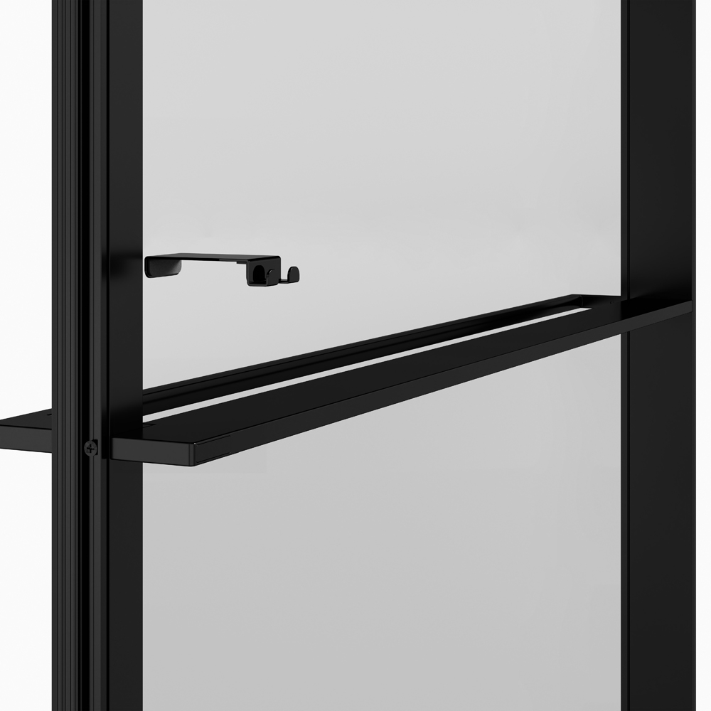 Paravan dus walk-in GOODHOME Evanna, aluminiu, 120 x 195 cm, sticla securizata fumurie, profil negru