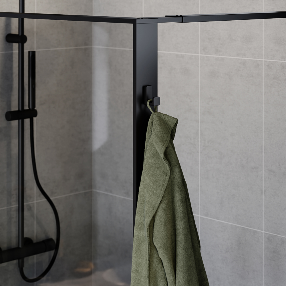 Paravan dus walk-in GOODHOME Evanna, aluminiu, 120 x 195 cm, sticla securizata fumurie, profil negru