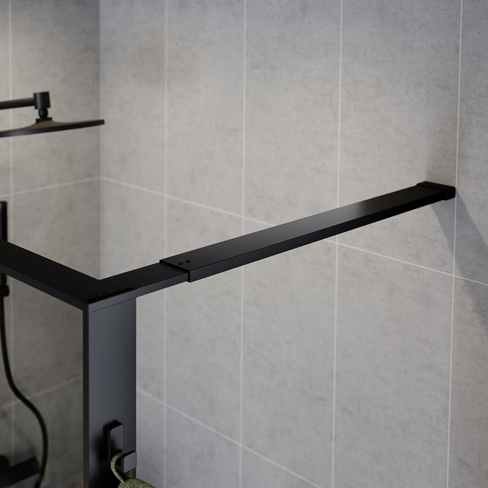 Paravan dus walk-in GOODHOME Evanna, aluminiu, 120 x 195 cm, sticla securizata fumurie, profil negru
