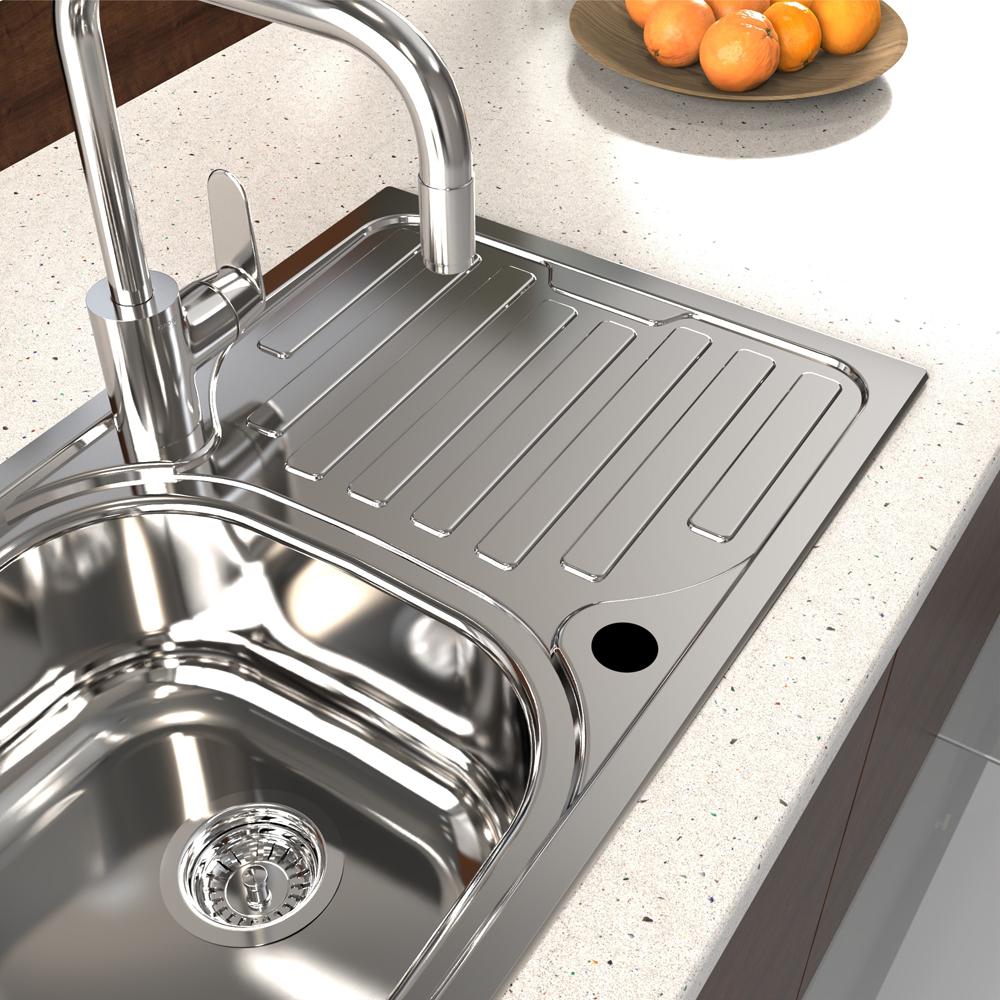 Chiuveta bucatarie Jabiri, 1 cuva, picurator reversibil, 76 x 43.5 cm, inox