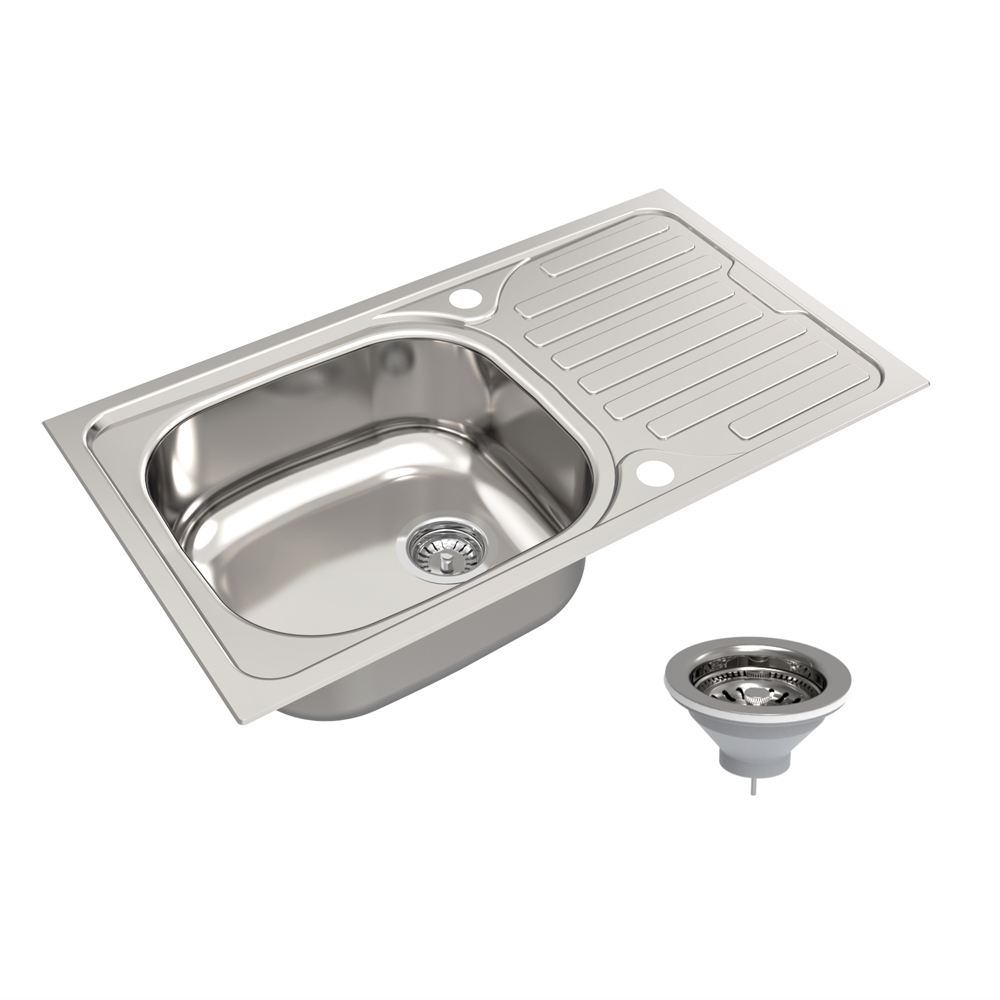 Chiuveta bucatarie Jabiri, 1 cuva, picurator reversibil, 76 x 43.5 cm, inox