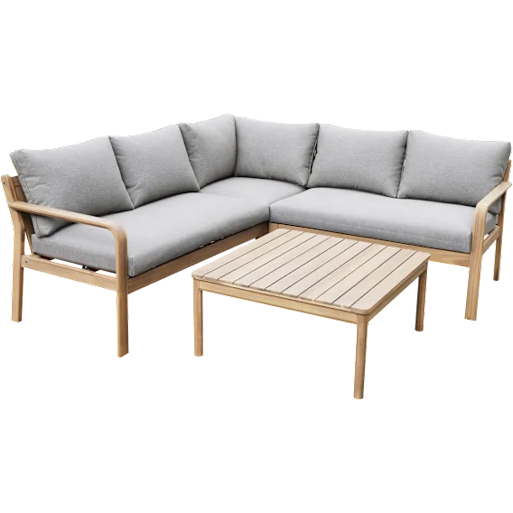 Set mobilier gradina/terasa GoodHome Riveo, 5 piese, 2 canapele + fotoliu colt + masa, gri