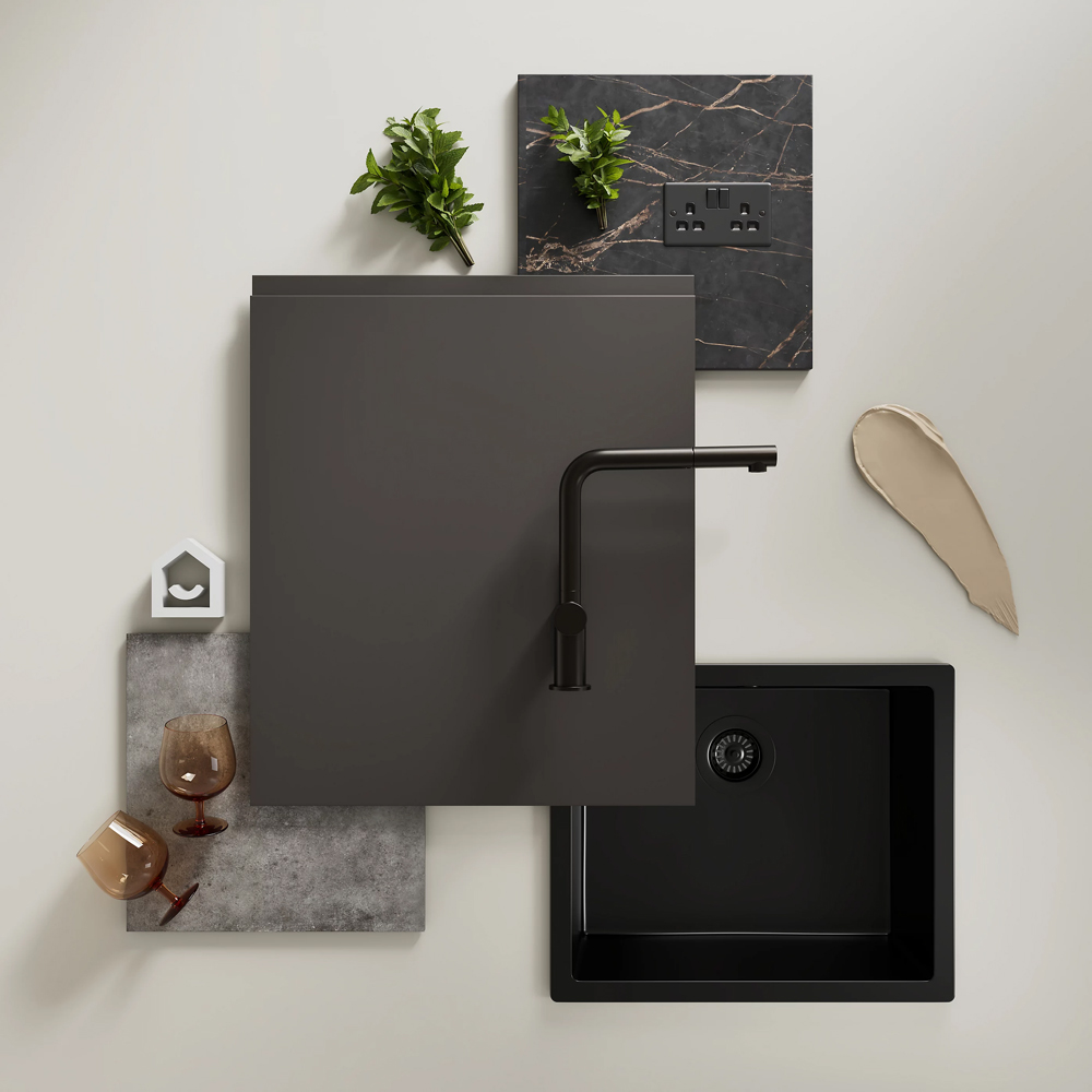 Front usa GOODHOME Garcinia, MDF, 40 x 40 x 1.8 cm, gri inchis