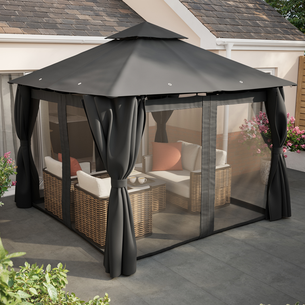 Plasa tantari pentru pavilion, poliester, 260 x 190 cm, gri