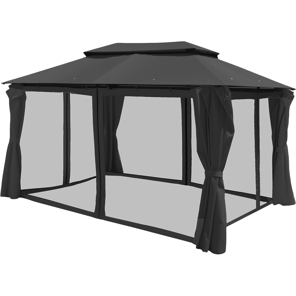 Pavilion gradinta GOODHOME Thar, 3 x 4 x 2.7 cm, poliester si otel, gri inchis