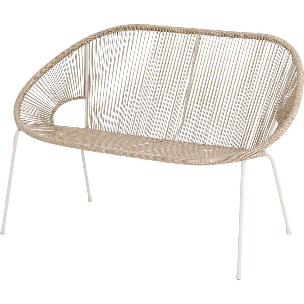 Banca gradina GOODHOME Hosti, otel, 124.5 x 71 x 81 cm, 2 locuri, bej