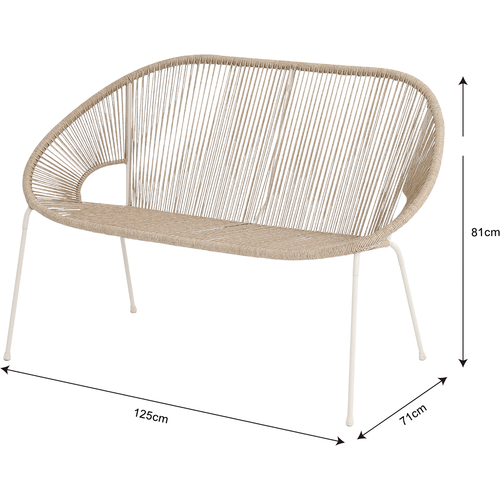 Banca gradina GOODHOME Hosti, otel, 124.5 x 71 x 81 cm, 2 locuri, bej