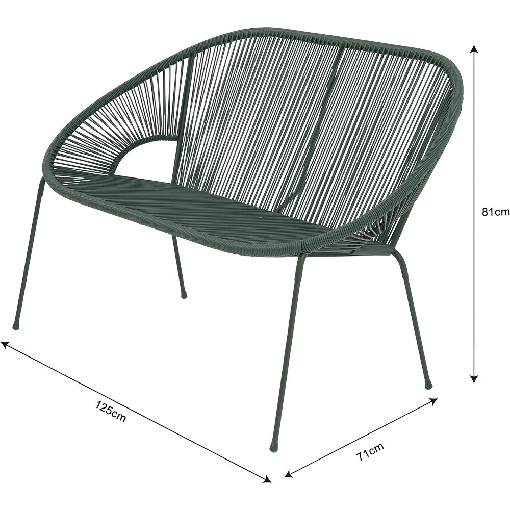 Banca gradina GOODHOME Hosti, otel, 124.5 x 71 x 81 cm, 2 locuri, verde
